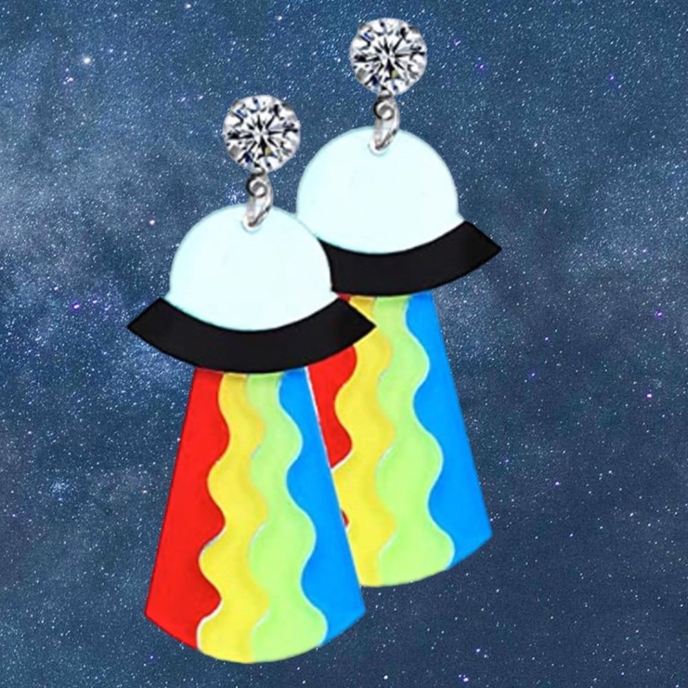 Space Case UFO Resin Earrings